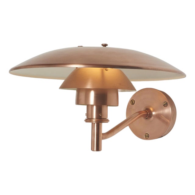 1960s Curved Arm PH 4½/3 Copper Sconce by Poul Henningsen For Sale