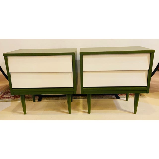 Mid Century Modern Two Tone Nightstands a Pair Chairish