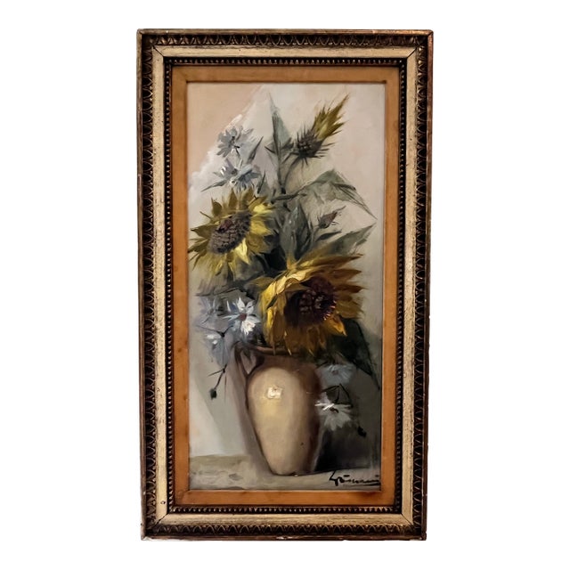 Vintage Italian Floral Still Life Oil Painting by Grimani, W. T. Burger Co. For Sale