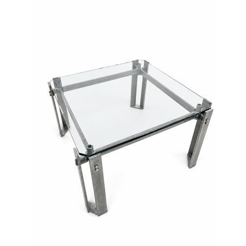 Metal Brutalist Coffee Table in Metal and Glass, 1980s For Sale - Image 7 of 8