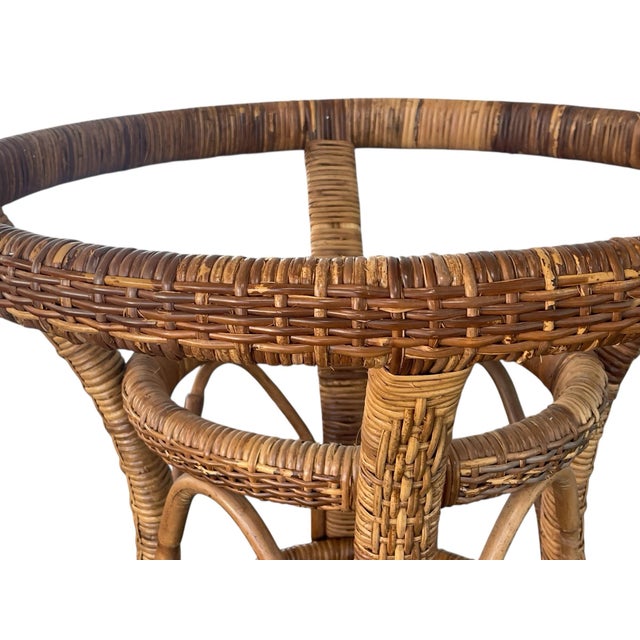 Hollywood Regency Vintage Rattan Dining Table Base, Mid 20th Century, Boho, Hollywood Regency For Sale - Image 3 of 16