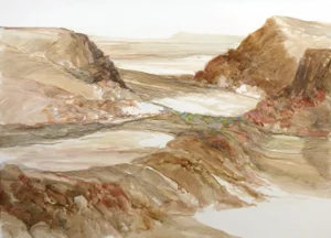 1980s "Desert Landscape #5" Impressionist Style Landscape Watercolor Painting by James Conaway