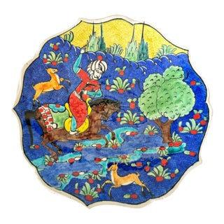 Mid-20th Century Turkish Kütahya Pottery Wall Plate With Iznik Ottoman Motifs For Sale