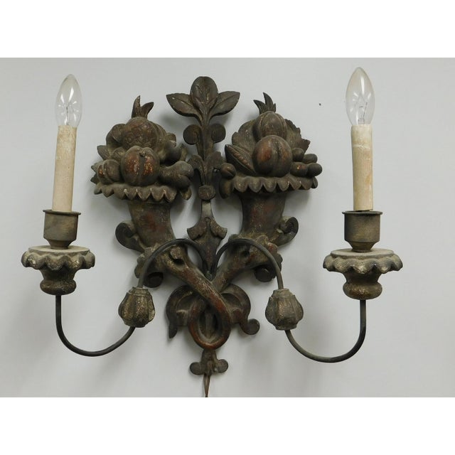 Pair Antique 18th Century Carved Wood Italian Baroque Hanging Wall