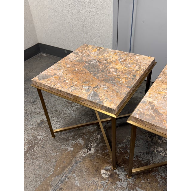 Bassett Furniture Square Stone Top End Tables, Pair For Sale - Image 10 of 12