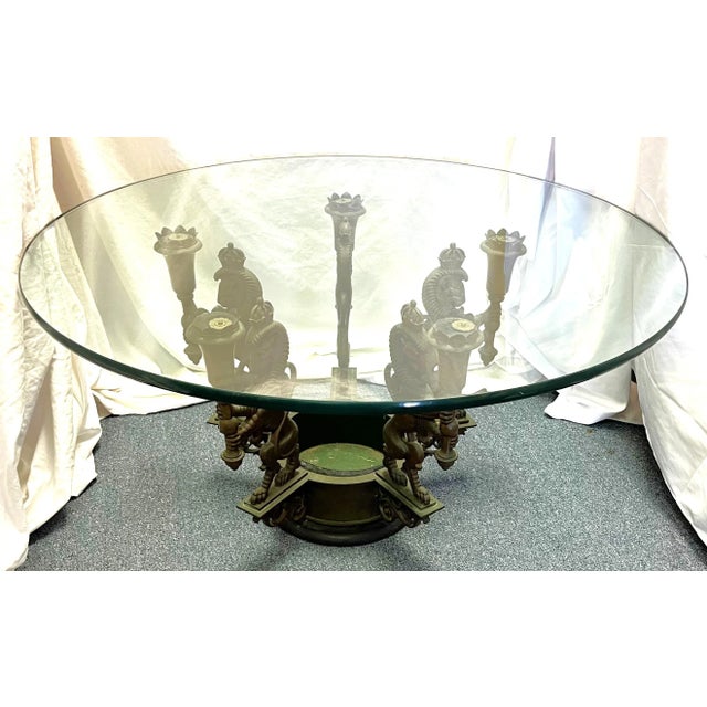 English Antique Architectural Salvage Bronze Regency Royal Lion Epergne Coffee Table For Sale - Image 3 of 13