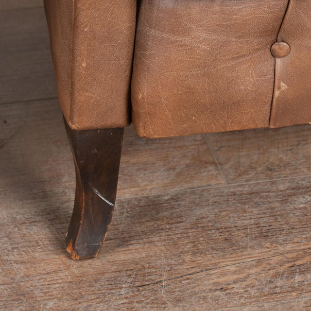Pair of 20th Century Vintage Brown Leather Danish Club Chairs For Sale - Image 11 of 14