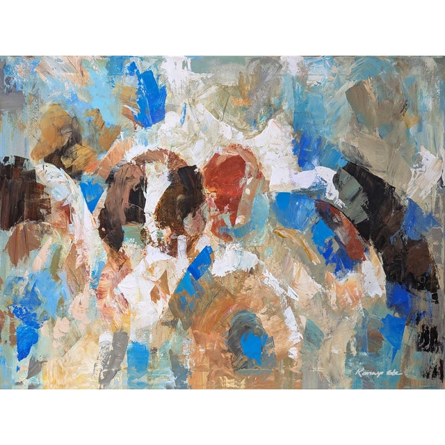 Facing Nature: Original Blue White Brown Gray Abstract Art on Gallery Wrap Canvas. For Sale