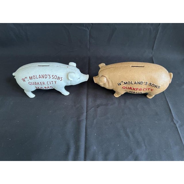 Quaker City Pig Money Boxes in Cast Iron from WM Moland & Sons, Set of 2 For Sale - Image 3 of 6