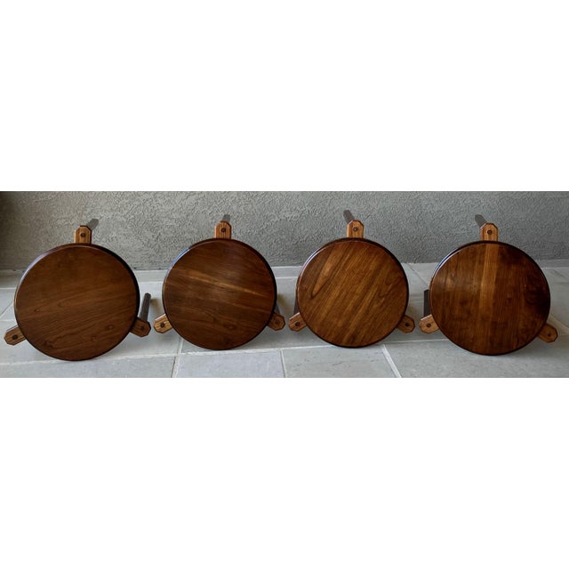 Wood Circa 1970 Mahogany Wood Circular Stacking Tables in the Manner of Bruno Rey or Alvar Aalto - Set of 4 For Sale - Image 7 of 18