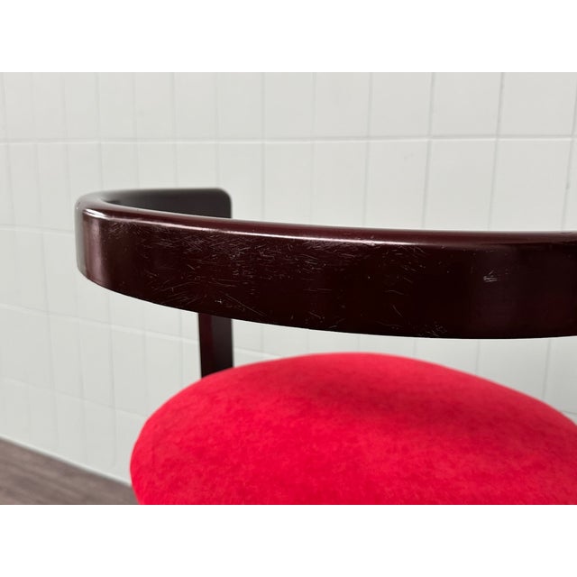 Vintage Italian Chairs in Curved Wood and Round Seat, 1970s, Set of 2 For Sale - Image 4 of 13