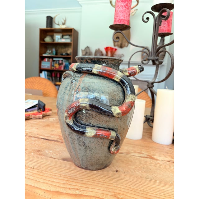 Handcrafted Southern folk pottery vase by Marvin Bailey, signed and dated 2007. This sculptural stoneware vessel features...
