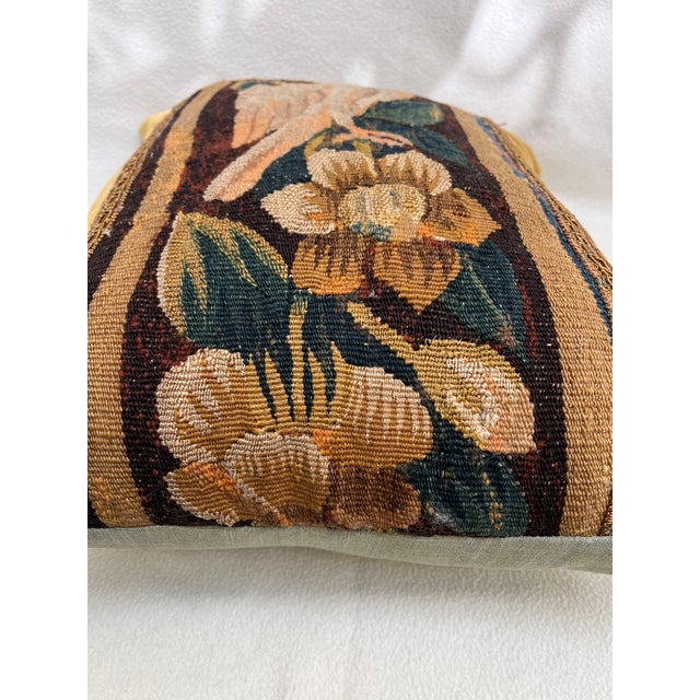 Textile Pillow With 18th Century Tapestry - Bird Pecking at a Fruit For Sale - Image 7 of 8