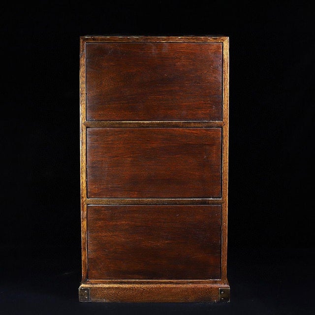 Brown Vintage Huali Wood Miniature Cabinet With Drawers and Carved Doors For Sale - Image 8 of 10
