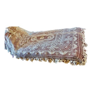 Antique Bobbin Lace Bed Throw For Sale