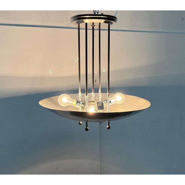 Silver Mid-Century Modern Art Deco Style Pendant Lamp, 1950s For Sale - Image 8 of 18