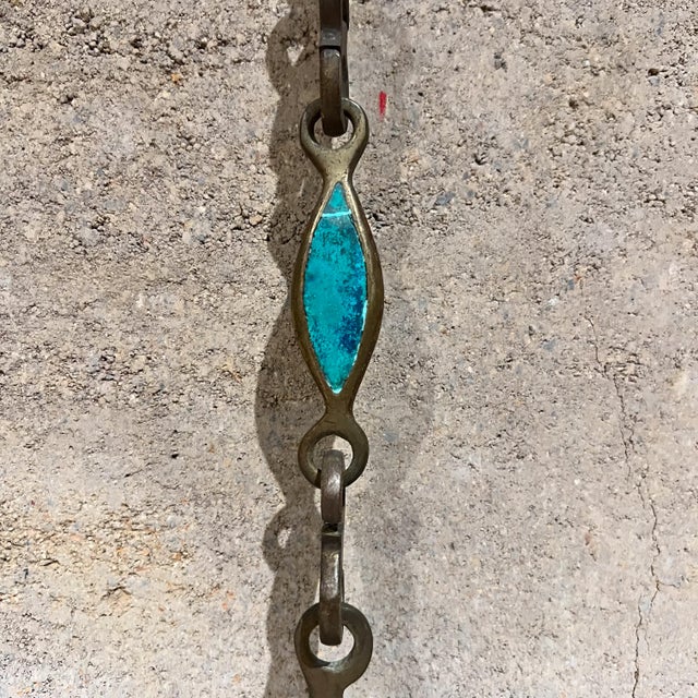 Metal 1958 Pepe Mendoza Hanging Lamp Chain Malachite Brass Mexico For Sale - Image 7 of 7