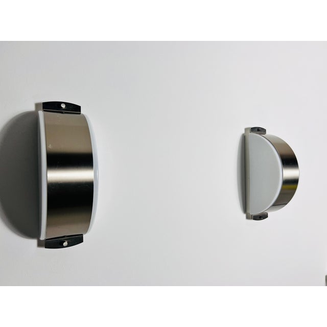 Pair of Chrome and Opaline Glass Wall Lamps by Glashütte Limburg, 1960s For Sale - Image 12 of 12