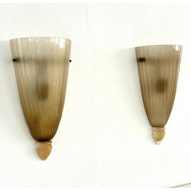 Large Italian Murano Glass Wall Sconces, 1970s, Set of 2 For Sale - Image 6 of 16