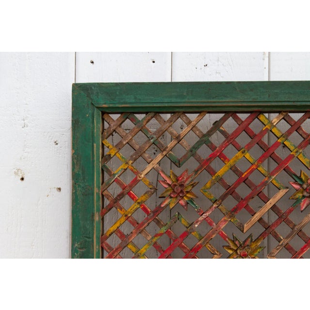 19th Century Antique Folk Painted Window Panel For Sale - Image 5 of 10