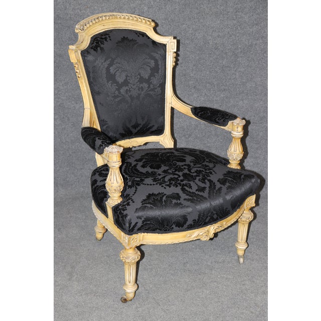 Black Pair Napoleonic Painted and Carved Armchairs For Sale - Image 8 of 8