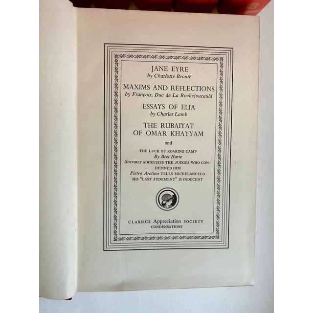 1956 Set of 9 Grolier Classics Red Decorative Library Books For Sale - Image 9 of 10