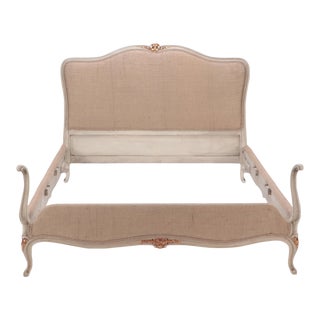 A French Louis XV Style Painted Full Size Bed, Circa 1950. For Sale