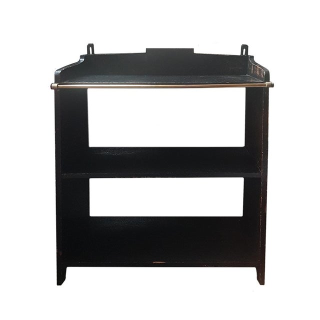 Blackened Wood Hanging Shelf with Brass Details, 1930s For Sale - Image 10 of 11