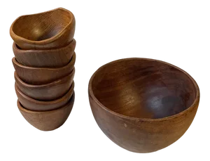 Modern Scandinavian Hand-Turned Teak Salad Bowls from Esa, 1960s, Set of 7