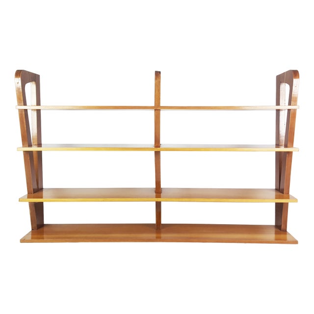 Large Italian Teak Hanging Shelf from Isa, 1950s For Sale