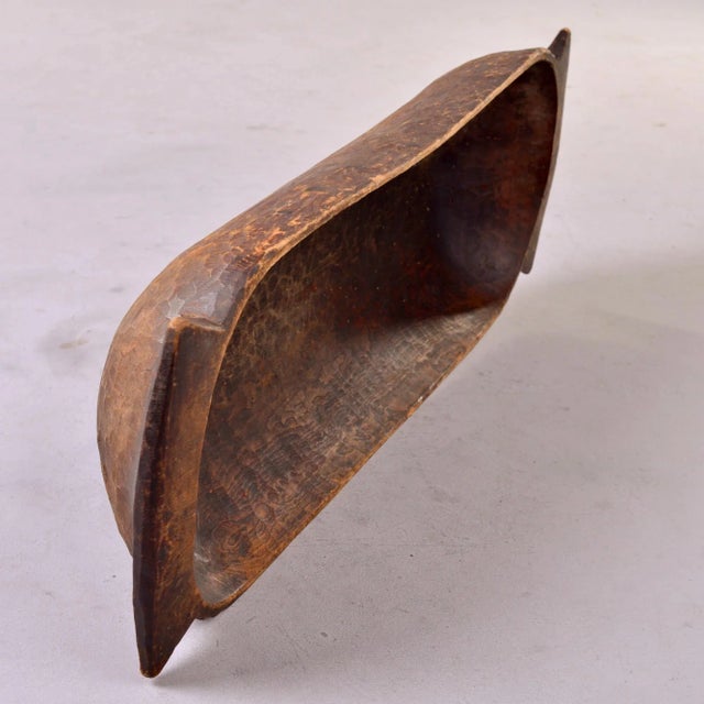 Extra Large Eastern European Hand Carved Dark Wood Dough Bowl For Sale - Image 9 of 11