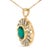 Haus of Brilliance 14K Yellow Gold Plated Sterling Silver Lab Grown Emerald and Baguette Diamond Sunburst Medallion Pendant Necklace For Sale - Image 4 of 4