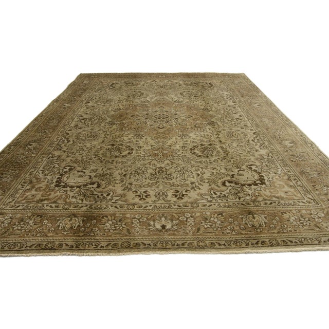 Farmhouse Vintage Persian Tabriz Rug - 06'05 X 09'10 For Sale - Image 3 of 5