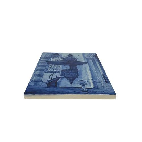 Tile by Porceleyne Fles Delft depicting the pulpit from the Oude Kerk (Old Church) A tile in a beautiful blue color by...