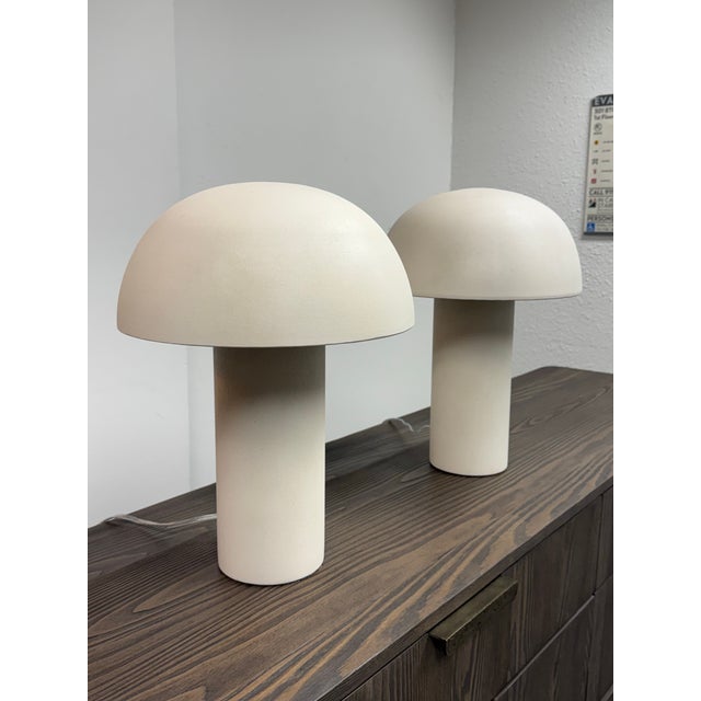 CB2 Studio Anansi for Cb2 Enoki Natural Dome Sandstone Table Lamps, Pair For Sale - Image 4 of 12