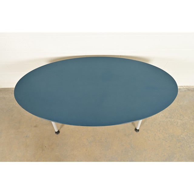Early 21st Century Herman Miller Style Modern Oval Dining Table or Library Table For Sale - Image 5 of 11