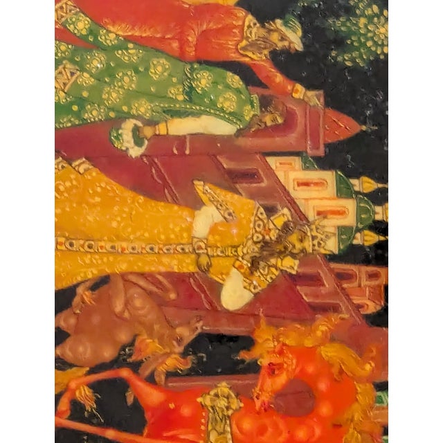 Palekh Lacquer Box by Artist G. Kamardin Dated 1985 For Sale - Image 9 of 14