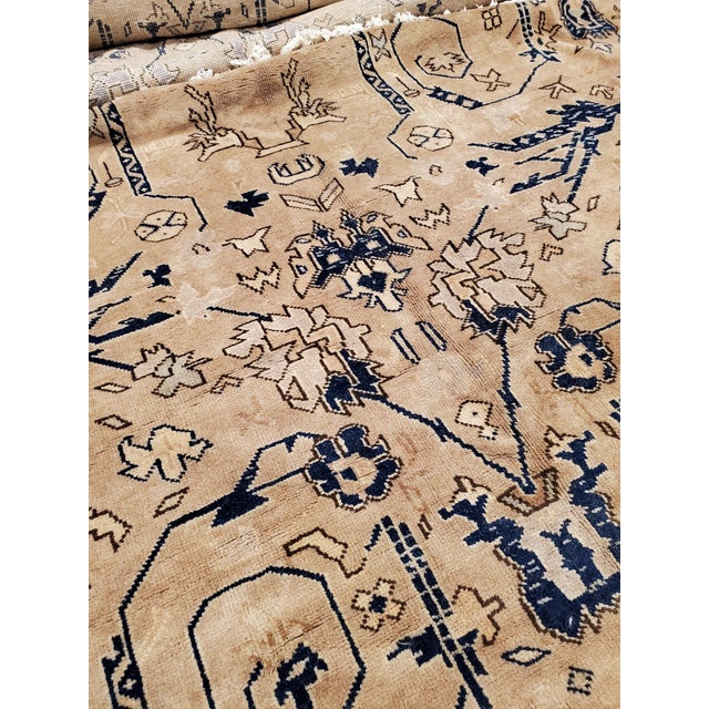 Textile Antique Indo-Mahal, Handmade Oriental Rug, Blue, Taupe, Creams All-Over Design For Sale - Image 7 of 17