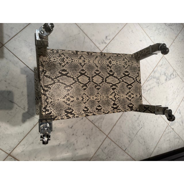 Sophisticated Karl Springer Style Python Skin Wrapped Telephone Table For Sale - Image 11 of 11