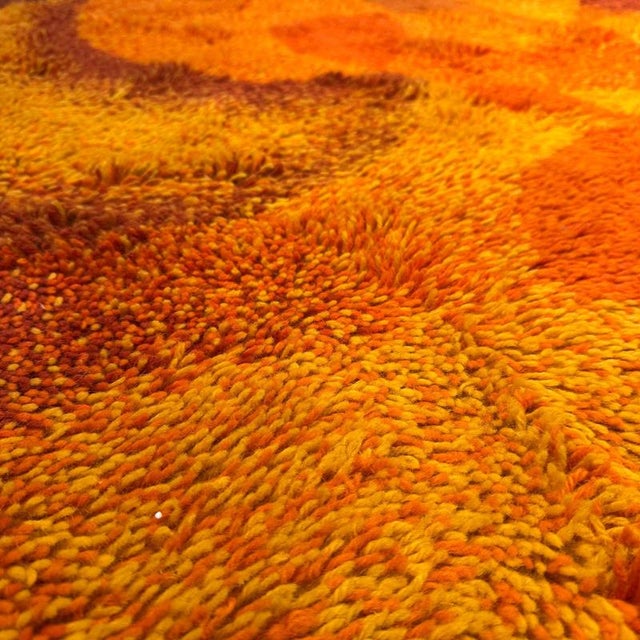 Vintage Orange Wool Rug, 1970s For Sale - Image 5 of 6