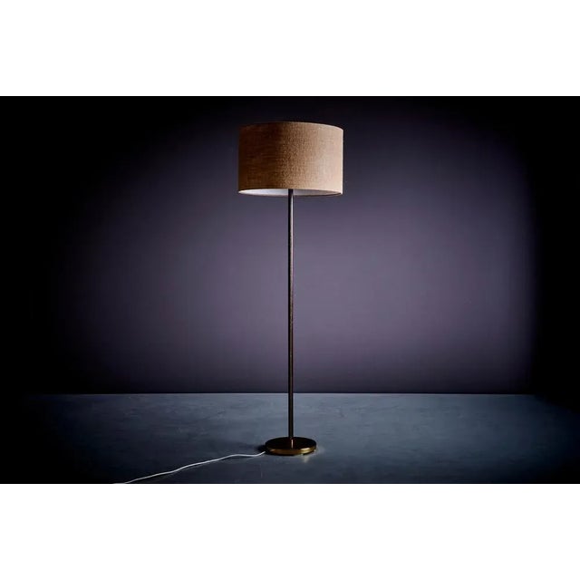 Brown Leather Wrapped Brass Floor Lamp from Kalmar Leuchten, Austria, 1960s For Sale - Image 8 of 9