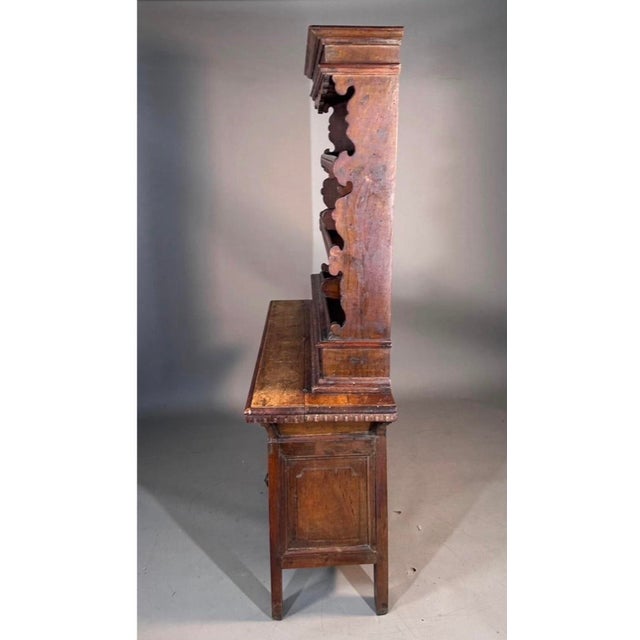 18th Century Rustic Italian 2pc Walnut Cabinet For Sale - Image 4 of 10