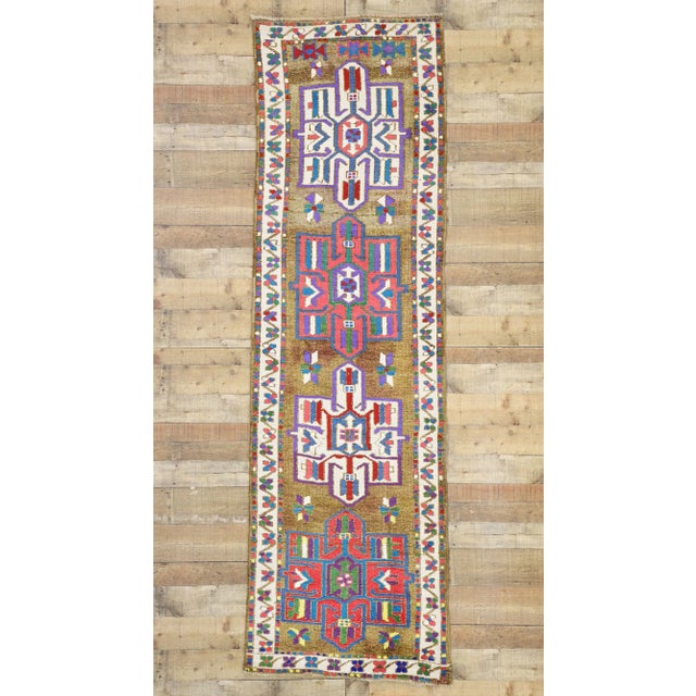 Brown Vintage Turkish Oushak Rug Runner, 02'10 X 09'04 For Sale - Image 8 of 9