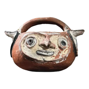 Vintage Anthropomorphic Chambri Wood Fired Folk Art Polychrome Earthenware Damarau