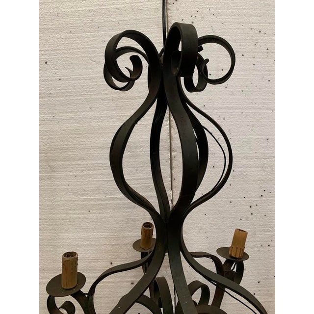 Louis XV Style Wrought Iron 6-Light Chandelier, 20th Century For Sale - Image 4 of 7