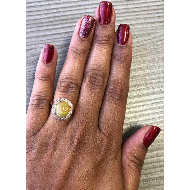 Early 21st Century 2.86 Carat Opal Diamond 14 Karat Rose Gold Cocktail Ring, Size 7 For Sale - Image 5 of 5
