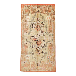 Antique Khotan Rug, Cotton & Wool, Geometric Design, Circa 1930