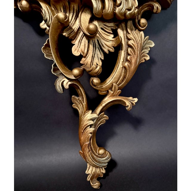 Wood Pair of Vintage Giltwood Wall Brackets With Rococo Carving For Sale - Image 7 of 9