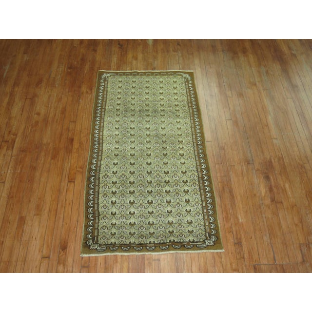 English Olive Brown Vintage Turkish Rug - 3'5" x 6'7" For Sale - Image 3 of 5