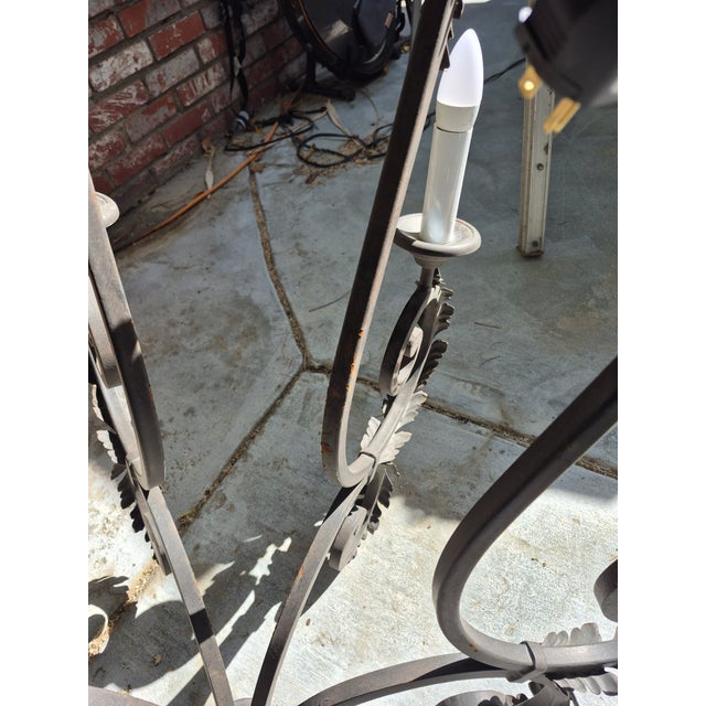 1970s Spanish Revival Wrought Iron Chandelier For Sale In Palm Springs - Image 6 of 12
